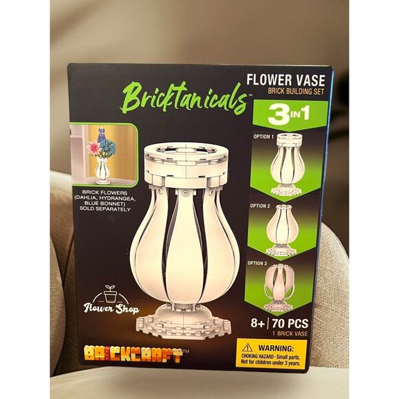 Bricktanicals Flower Vase Brickcraft White Clear Flowers Vase Brand New - Picture 1 of 1